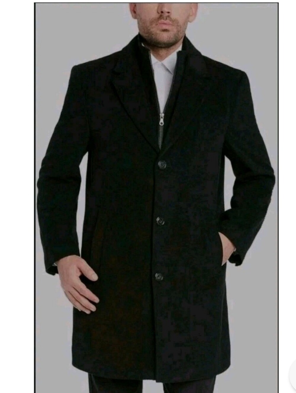 Madison Mens Charcoal Wool Blend Overcoat Sz. Small 36-37